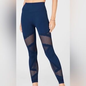 Fabletics Seamless Mosaic High-Waisted 7/8 Leggings Abyss Navy SZ Small